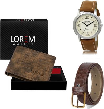 LOREM Belt, Wallet & Watch Combo