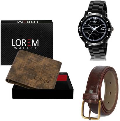 LOREM Belt, Wallet & Watch Combo
