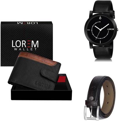 LOREM Belt, Wallet & Watch Combo