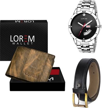 LOREM Belt, Wallet & Watch Combo