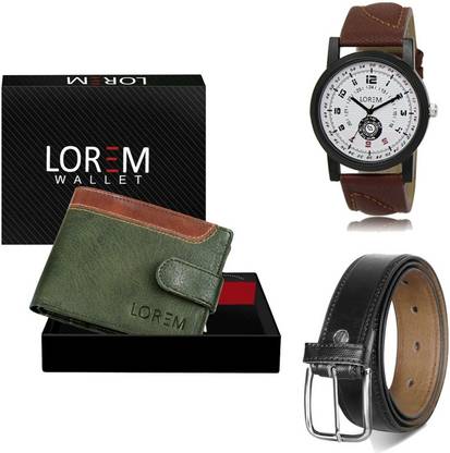 LOREM Belt, Wallet & Watch Combo
