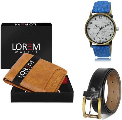 LOREM Belt, Wallet & Watch Combo
