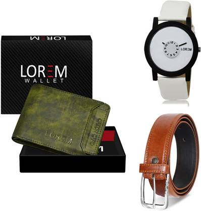 LOREM Belt, Wallet & Watch Combo