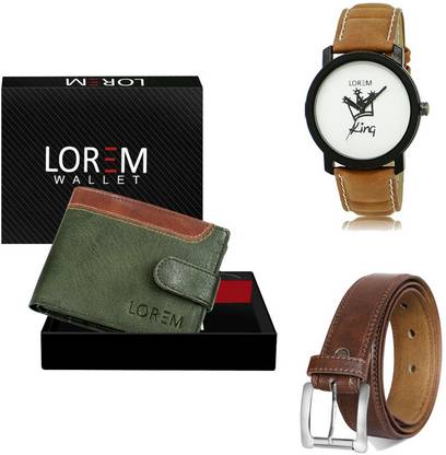 LOREM Belt, Wallet & Watch Combo