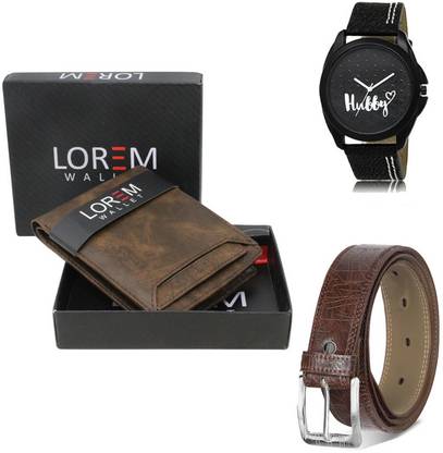 LOREM Belt, Wallet & Watch Combo