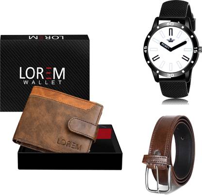 LOREM Belt, Wallet & Watch Combo