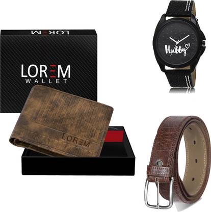 LOREM Belt, Wallet & Watch Combo