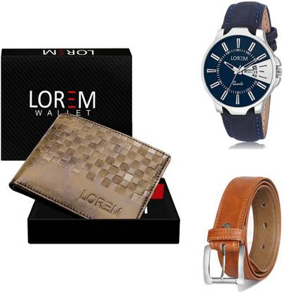 LOREM Belt, Wallet & Watch Combo