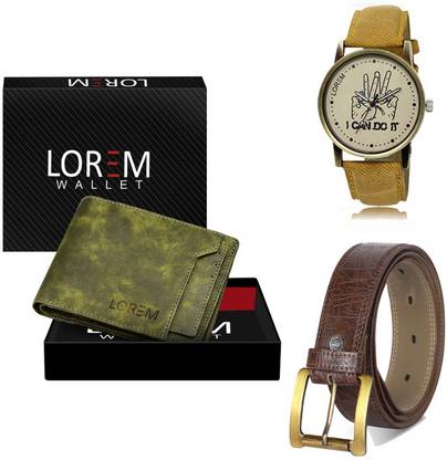 LOREM Belt, Wallet & Watch Combo