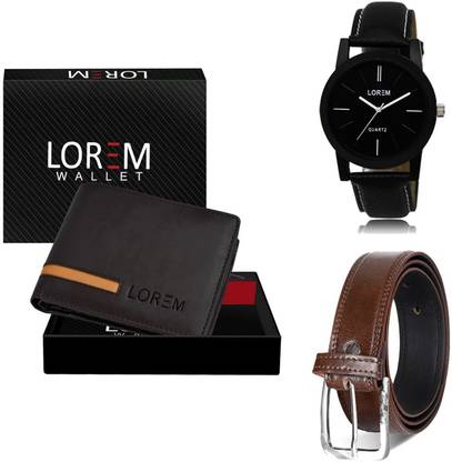 LOREM Belt, Wallet & Watch Combo