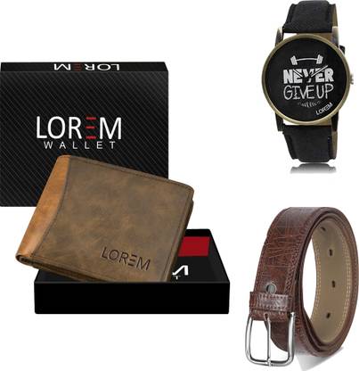 LOREM Belt, Wallet & Watch Combo
