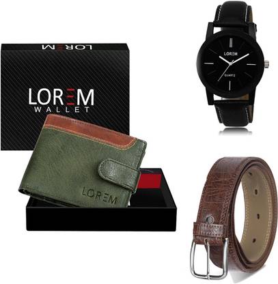LOREM Belt, Wallet & Watch Combo