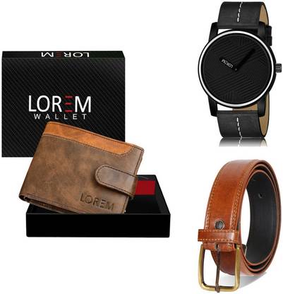 LOREM Belt, Wallet & Watch Combo