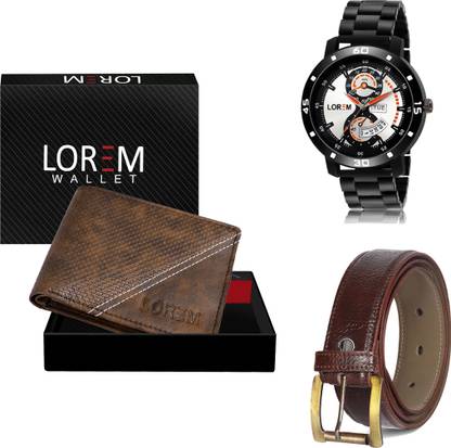LOREM Belt, Wallet & Watch Combo
