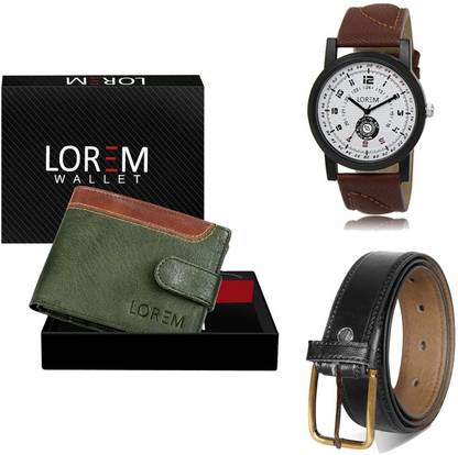 LOREM Belt, Wallet & Watch Combo