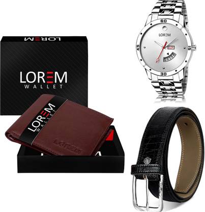 LOREM Belt, Wallet & Watch Combo