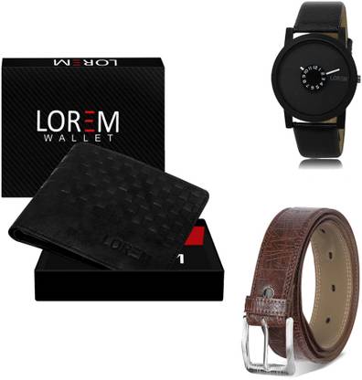 LOREM Belt, Wallet & Watch Combo