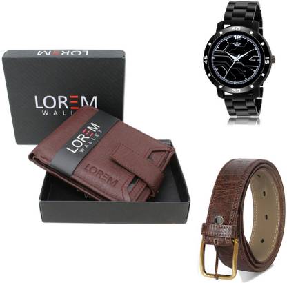 LOREM Belt, Wallet & Watch Combo