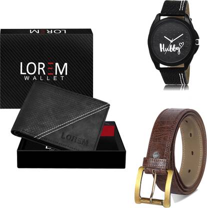 LOREM Belt, Wallet & Watch Combo