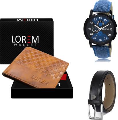 LOREM Belt, Wallet & Watch Combo