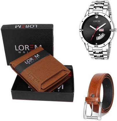 LOREM Belt, Wallet & Watch Combo