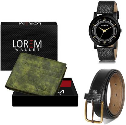 LOREM Belt, Wallet & Watch Combo
