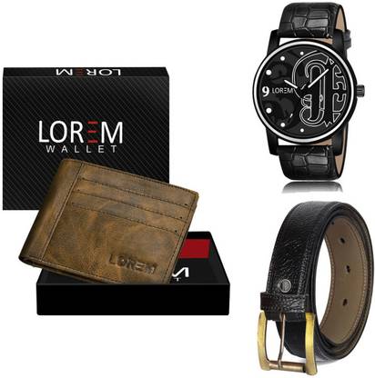LOREM Belt, Wallet & Watch Combo