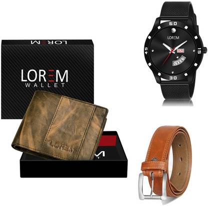 LOREM Belt, Wallet & Watch Combo
