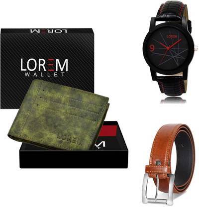 LOREM Belt, Wallet & Watch Combo