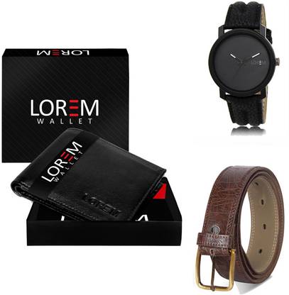LOREM Belt, Wallet & Watch Combo