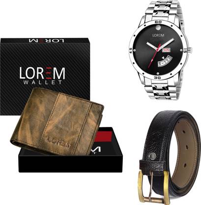 LOREM Belt, Wallet & Watch Combo