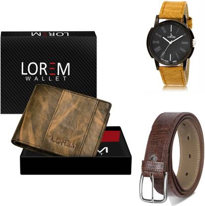 LOREM Belt, Wallet & Watch Combo
