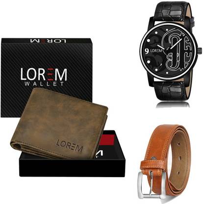 LOREM Belt, Wallet & Watch Combo