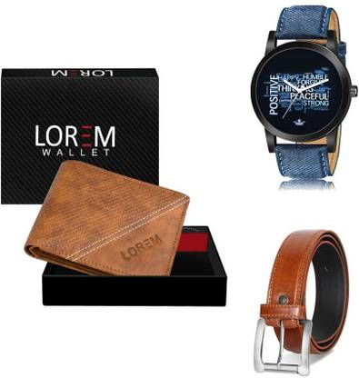 LOREM Belt, Wallet & Watch Combo