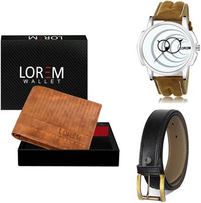 LOREM Belt, Wallet & Watch Combo