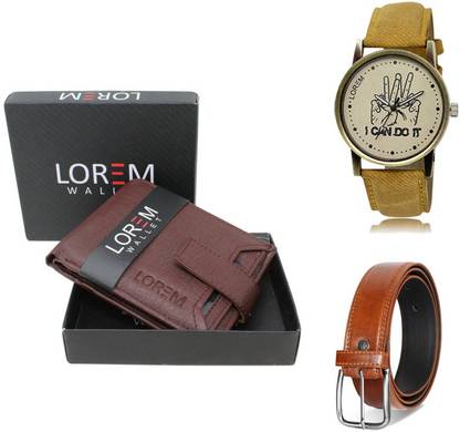 LOREM Belt, Wallet & Watch Combo