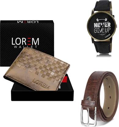 LOREM Belt, Wallet & Watch Combo