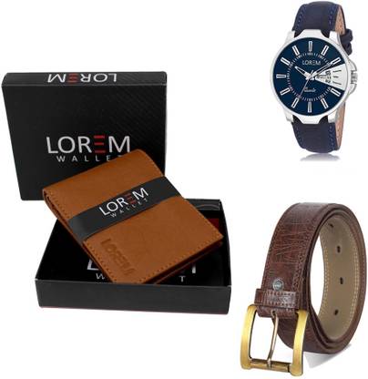 LOREM Belt, Wallet & Watch Combo