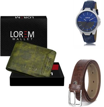 LOREM Belt, Wallet & Watch Combo