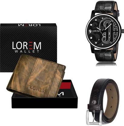 LOREM Belt, Wallet & Watch Combo