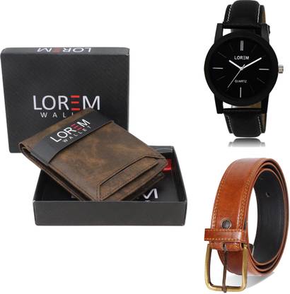 LOREM Belt, Wallet & Watch Combo