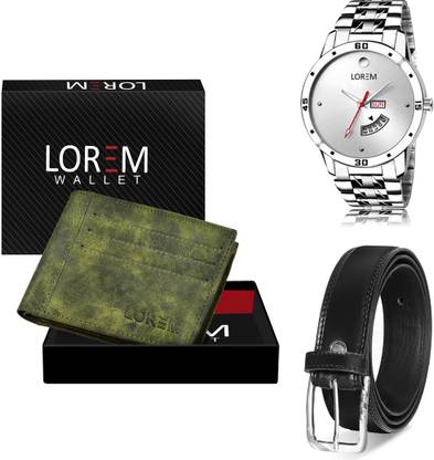 LOREM Belt, Wallet & Watch Combo