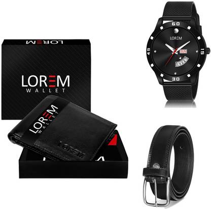 LOREM Belt, Wallet & Watch Combo