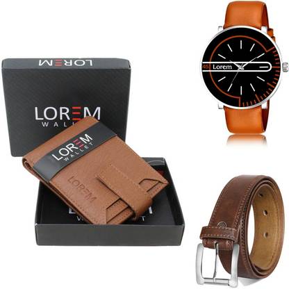 LOREM Belt, Wallet & Watch Combo