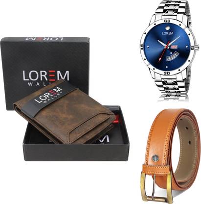 LOREM Belt, Wallet & Watch Combo