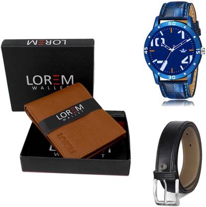 LOREM Belt, Wallet & Watch Combo