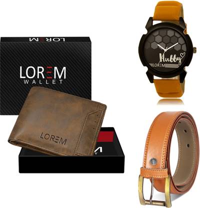 LOREM Belt, Wallet & Watch Combo