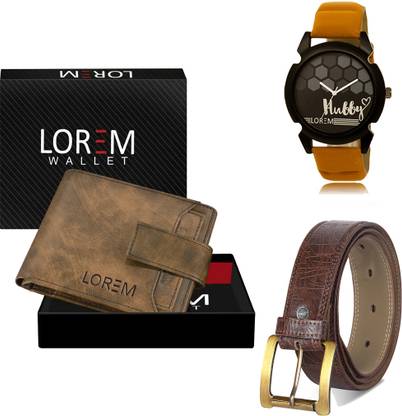 LOREM Belt, Wallet & Watch Combo