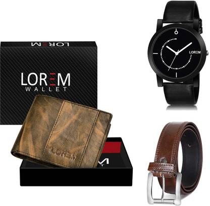 LOREM Belt, Wallet & Watch Combo
