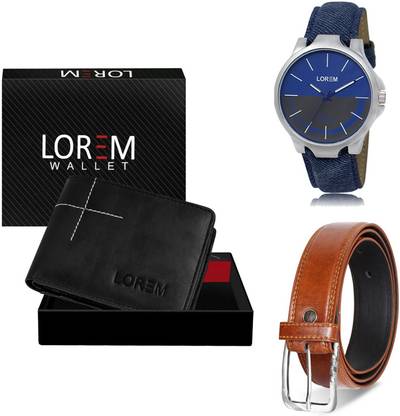 LOREM Belt, Wallet & Watch Combo